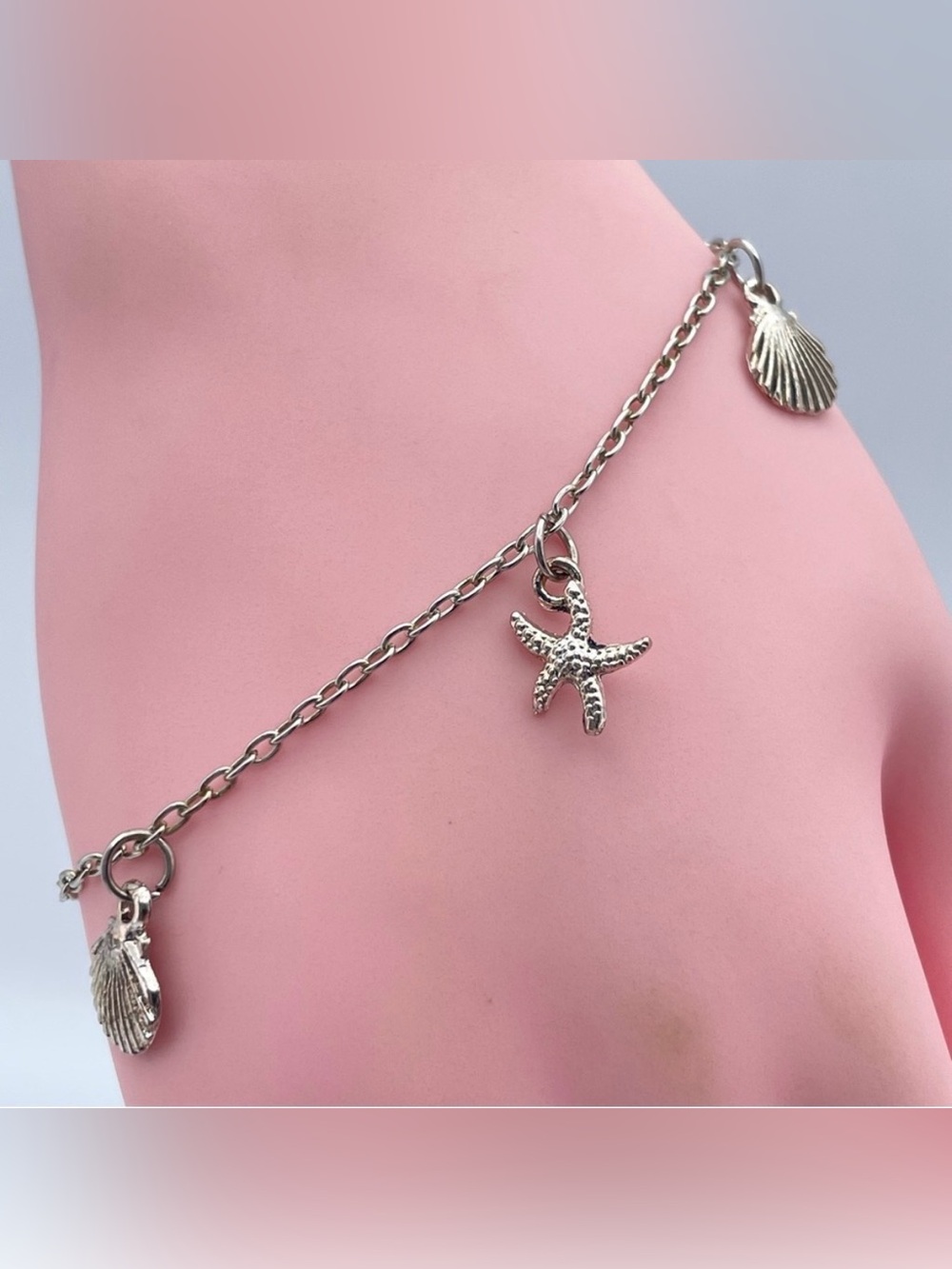 18K Gold-Plated Seashell & Starfish Charm Bracelet